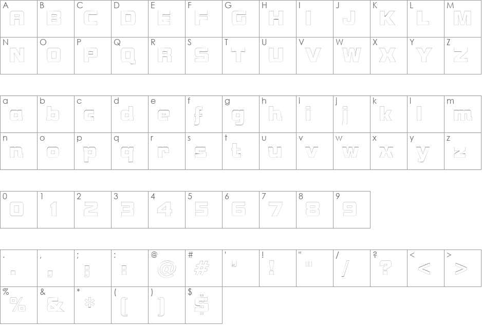 NutsOutline font character map preview