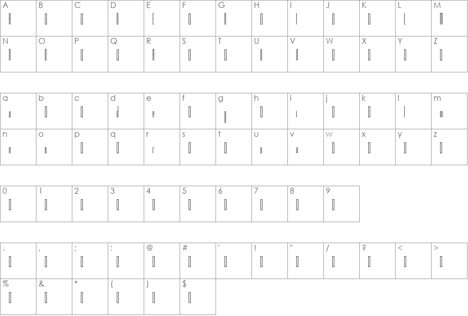 Nuvio Demo font character map preview