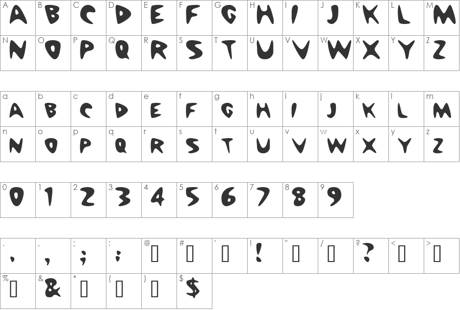 NuWave font character map preview