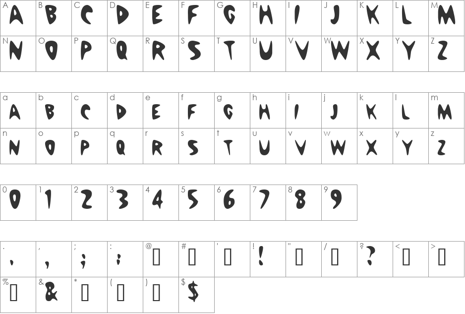 NuWaveCondensed font character map preview