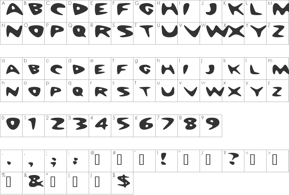 NuWaveExtended font character map preview