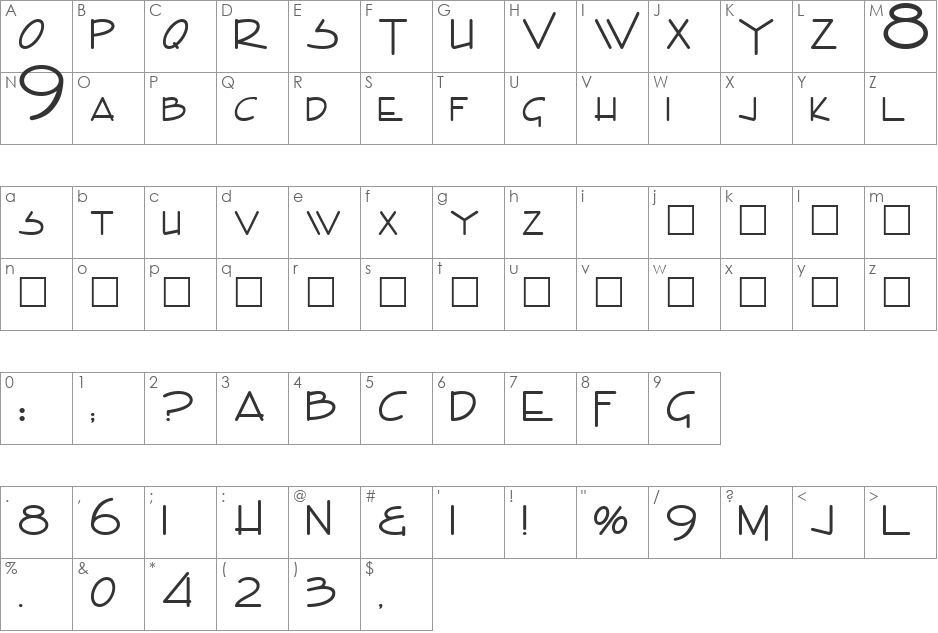 Nviray font character map preview