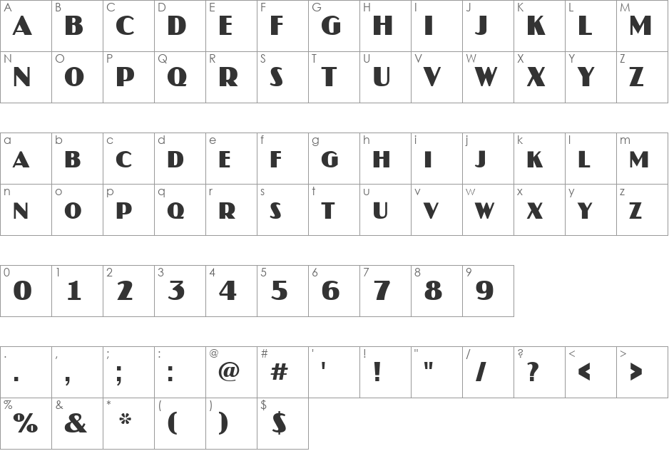 a_JasperCaps font character map preview