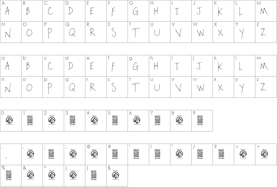 Oak Lawn font character map preview