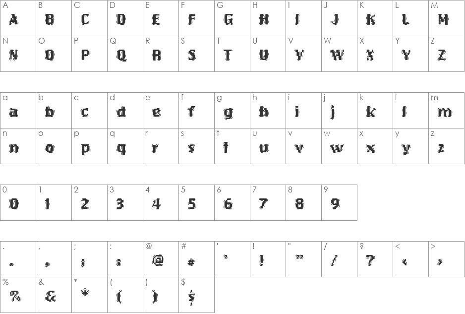 Oak-Marsquake font character map preview