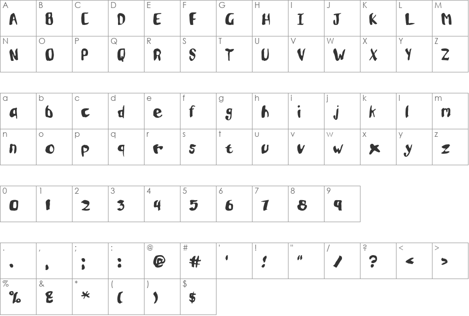 Oatmeal font character map preview