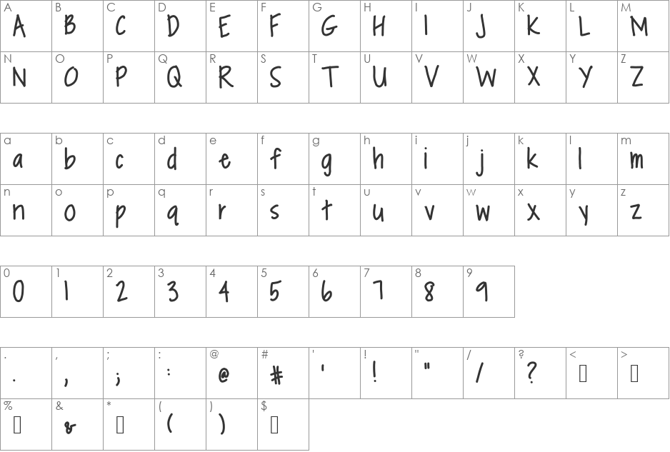 oatmeal and raisins font character map preview