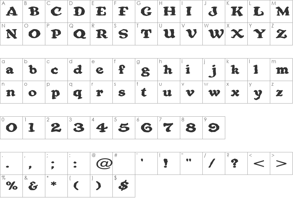 OatmealExtended font character map preview