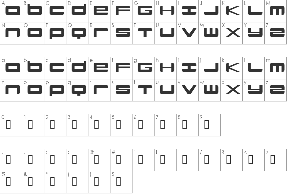 ObcessedBomb font character map preview