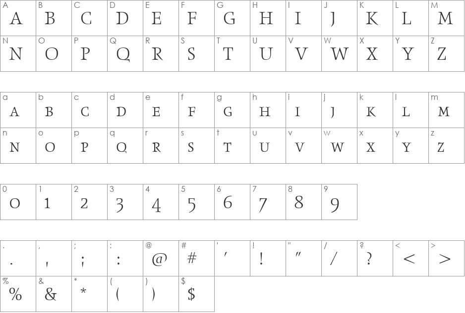 ObeliskLtSCITC TT font character map preview
