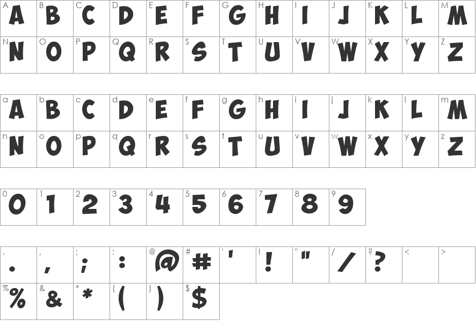 ObelixPro font character map preview