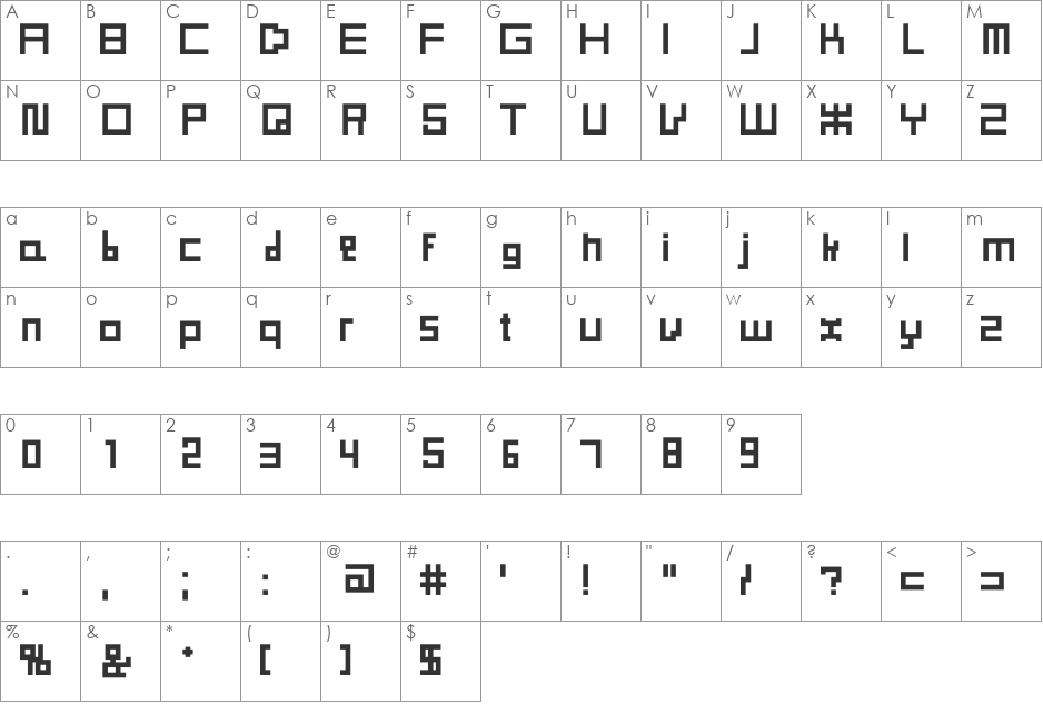 Obelus font character map preview