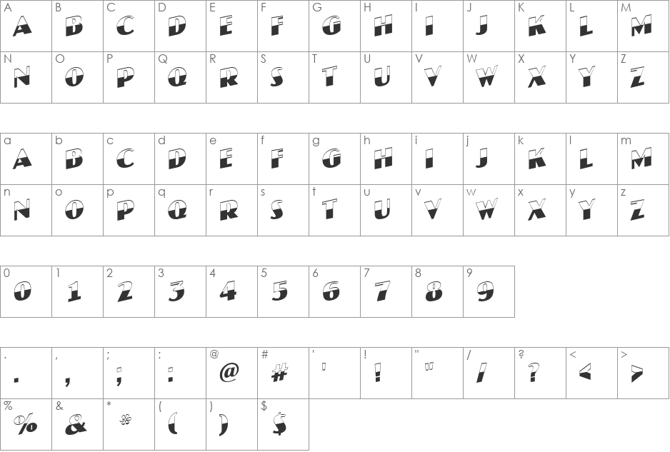 a_JasperTitulB&WUp font character map preview