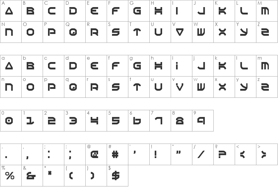Oberon Condensed font character map preview