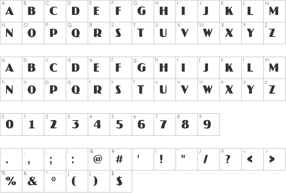 a_JasperTitulRg font character map preview