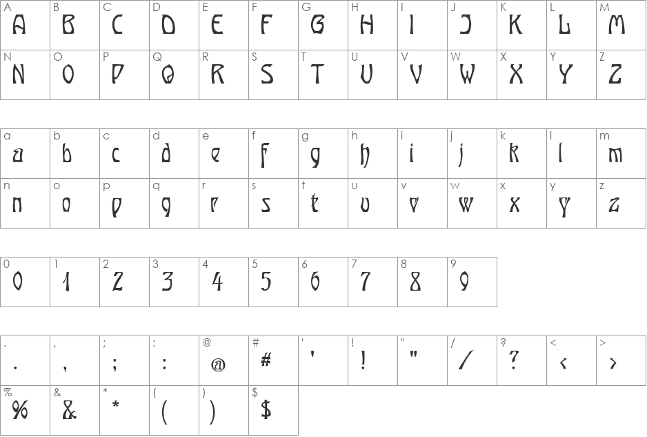 OberTuerkheim font character map preview