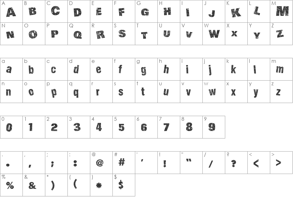 Action of the Time II font character map preview