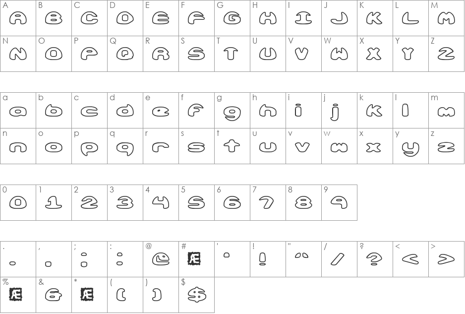 Obloquy Solid BRK font character map preview