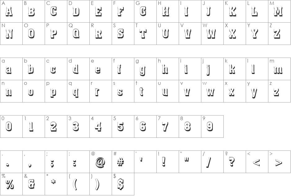 a_Kena3Dxtr font character map preview