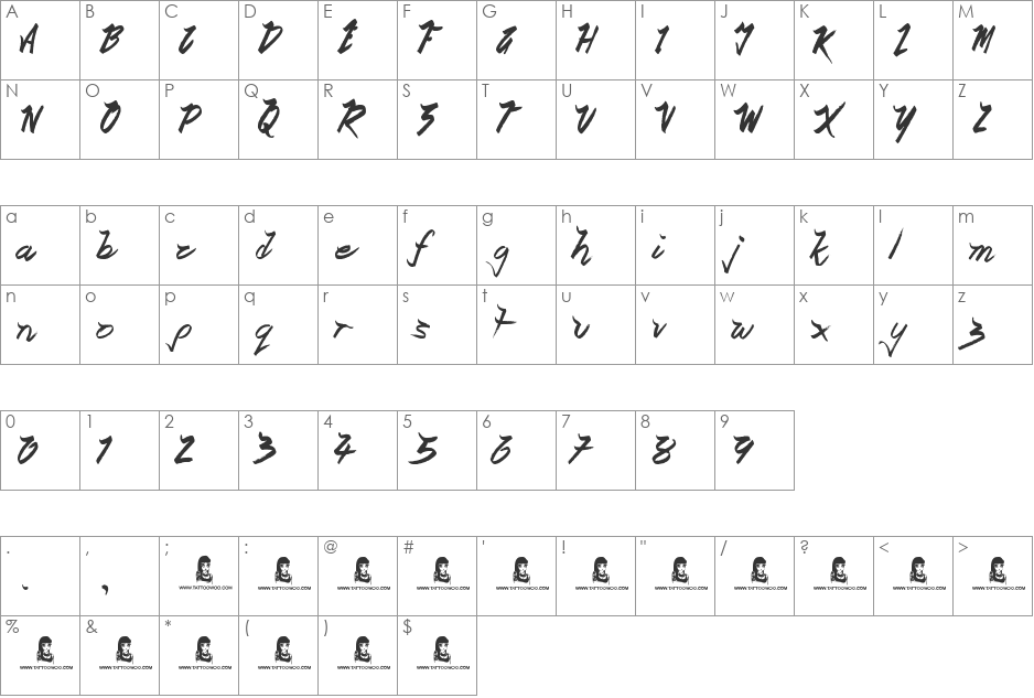 Ocean Rotation font character map preview