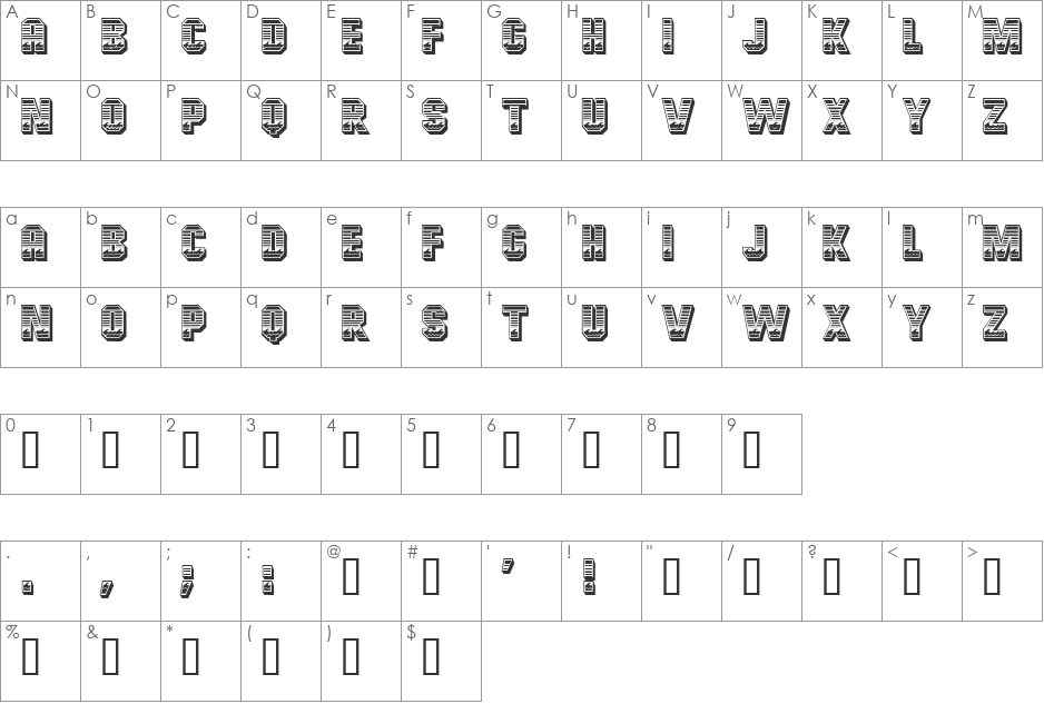 Ocean View MF font character map preview