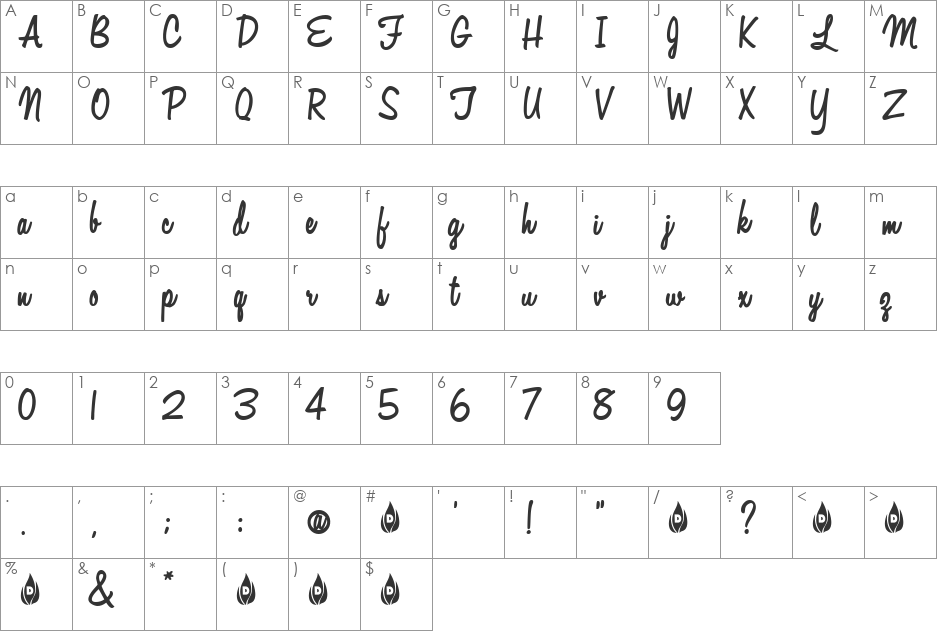 Oceans11 font character map preview