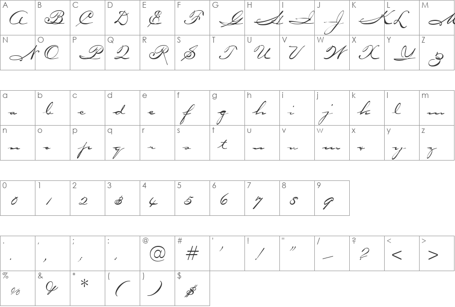Oceanside font character map preview