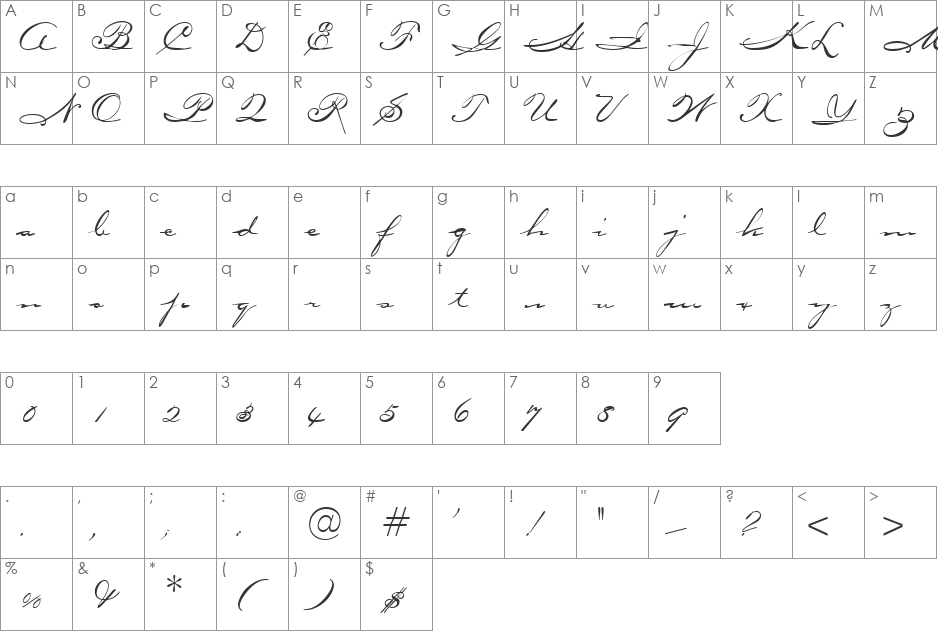 Oceanside DB font character map preview