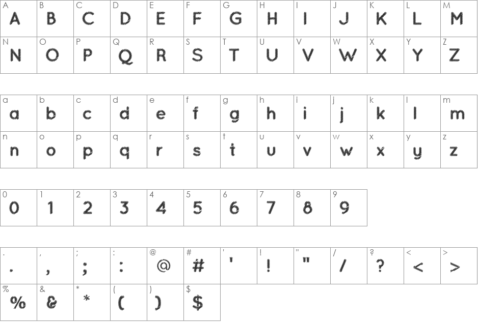 Ocie font character map preview