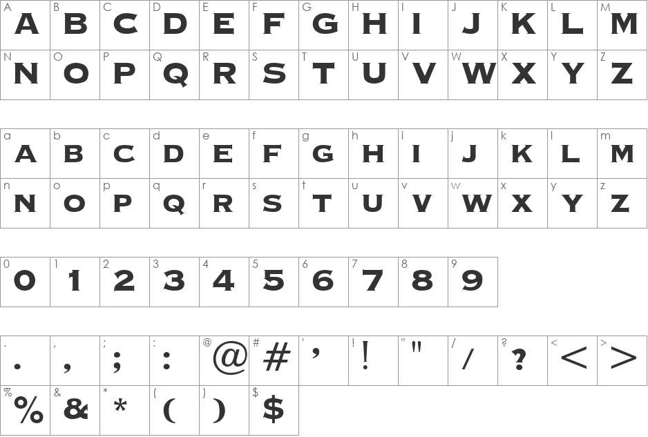 OCopperplate-Heavy font character map preview
