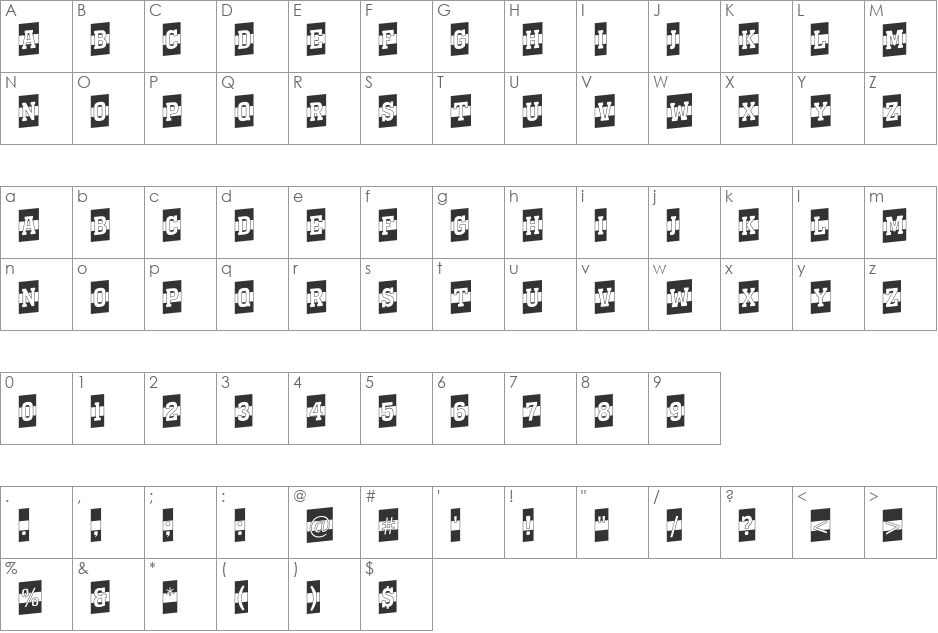 a_KenaCmB&WUp font character map preview