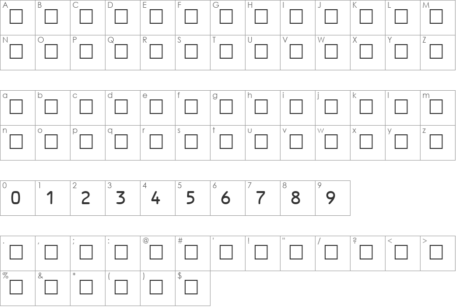 OCR-B-Digits font character map preview