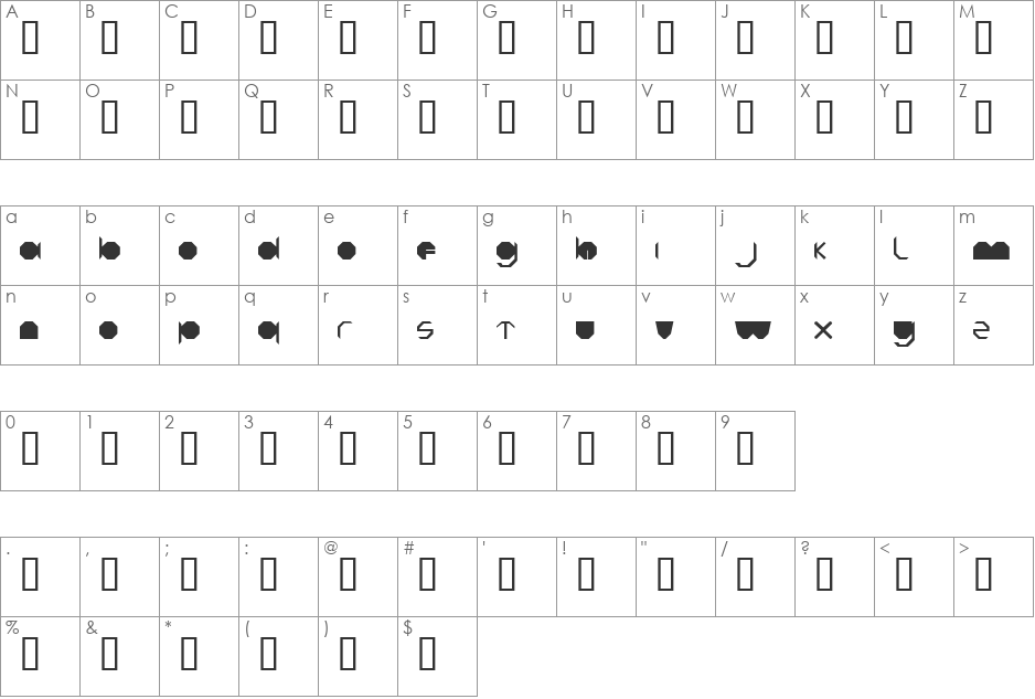 Octagon font character map preview