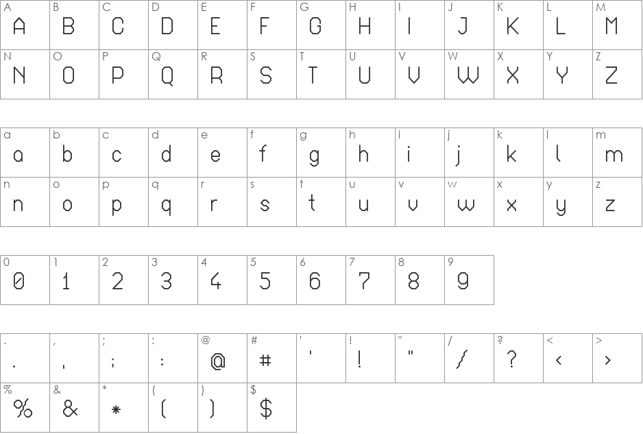 Octagonal Ultra Light font character map preview