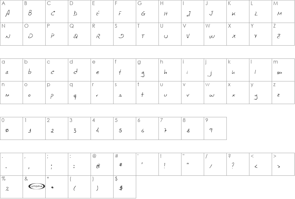 Octavio font character map preview