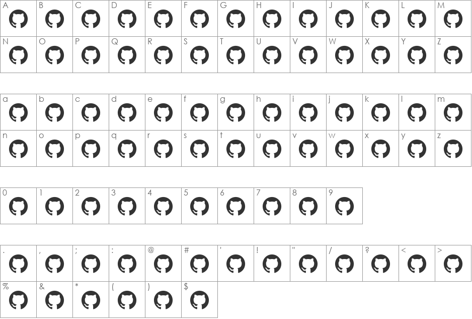 octicons font character map preview