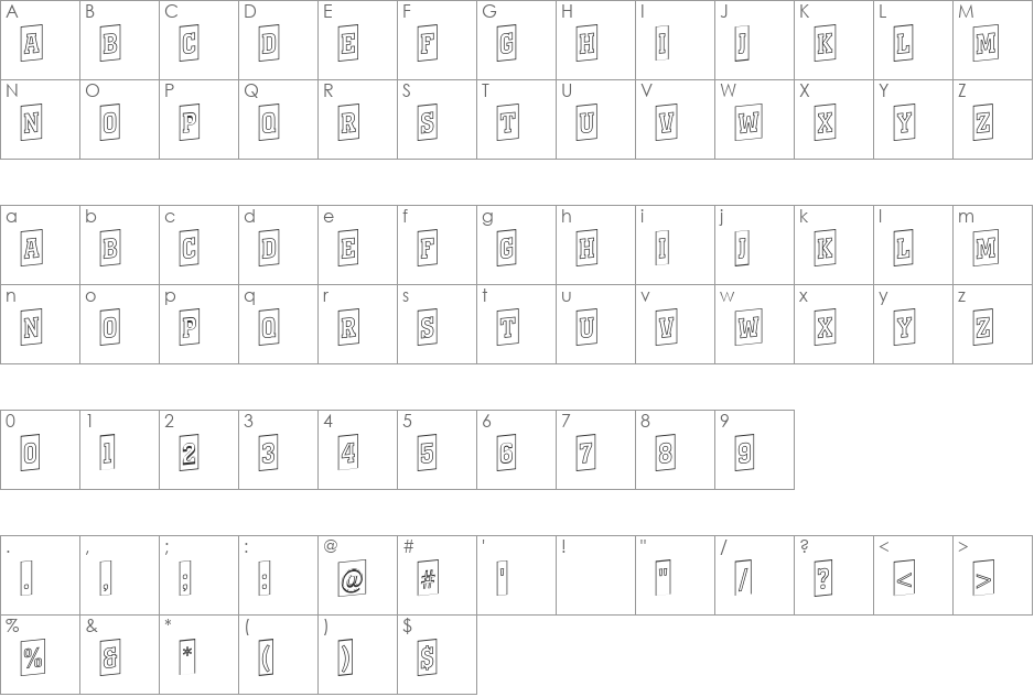a_KenaCmOtlUp font character map preview