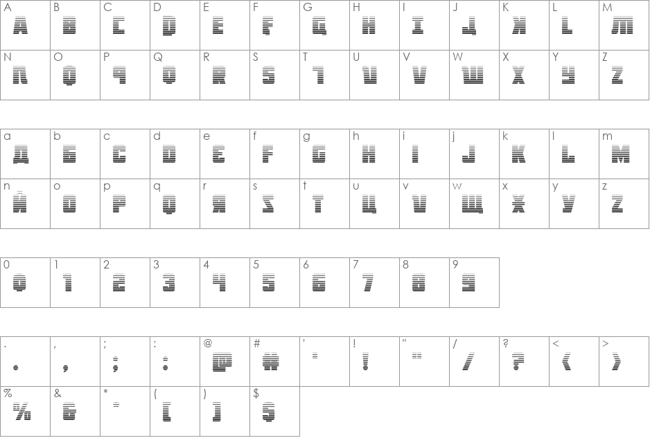 October Guard Gradient font character map preview