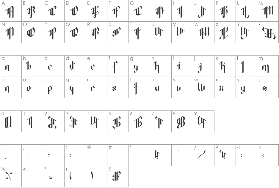 Octopustype font character map preview