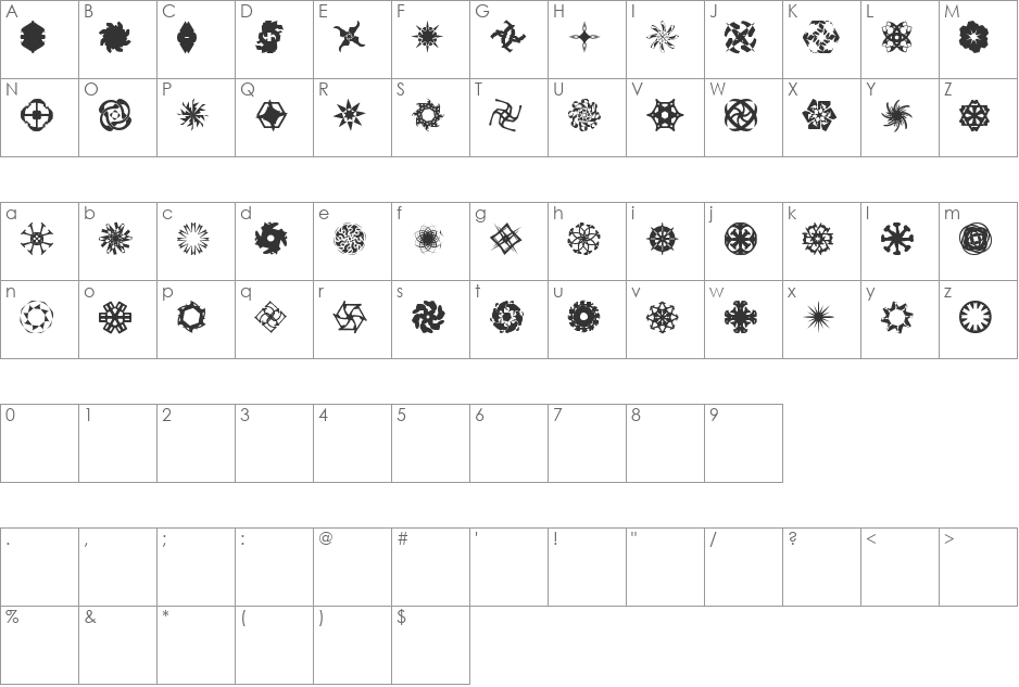 OddBats font character map preview