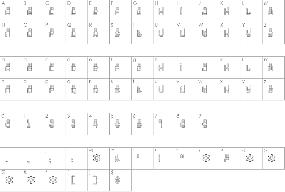 Oddessey 6000 font character map preview