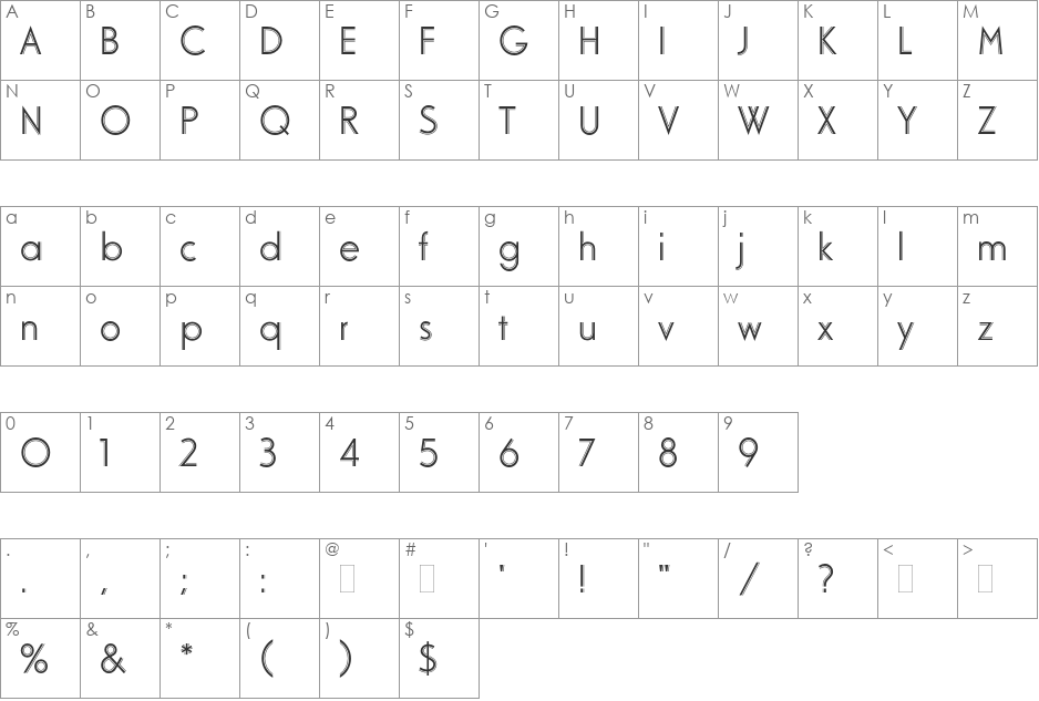 Odessa font character map preview