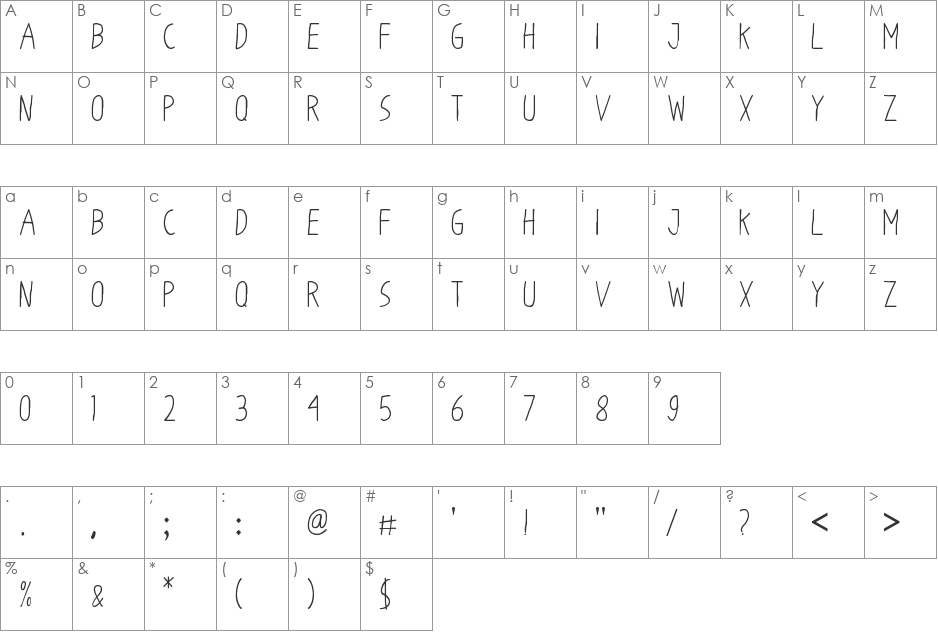 Odum Odum font character map preview