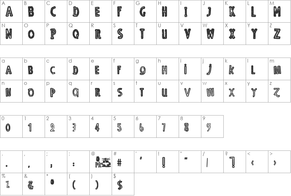 OE rmx font character map preview