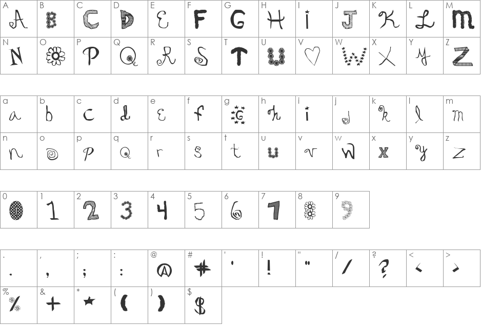 Oedipa font character map preview