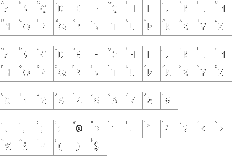 a_Lancet3Dxtr font character map preview