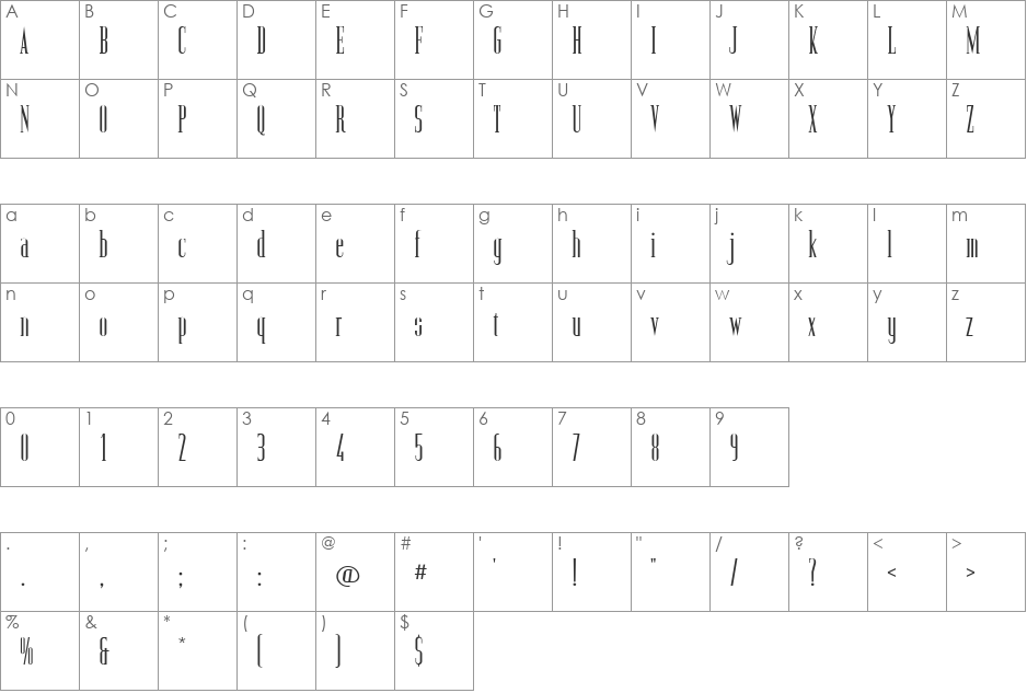 Offbeat font character map preview