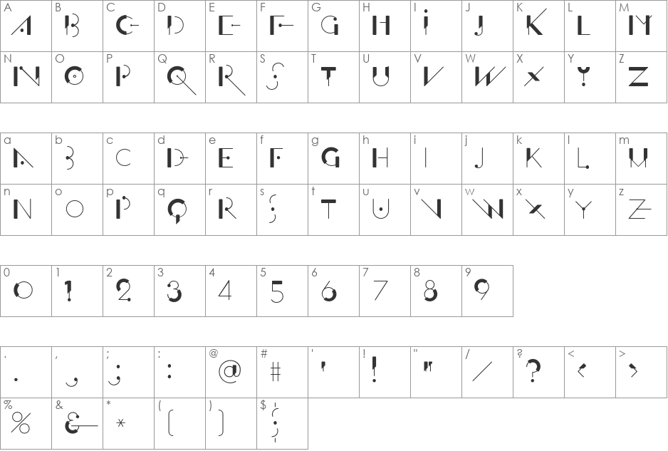 Offfensive Behaviour font character map preview