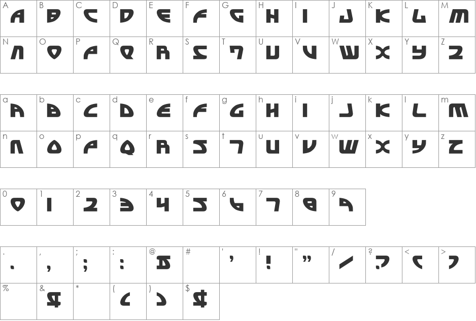 Officer Domenic font character map preview