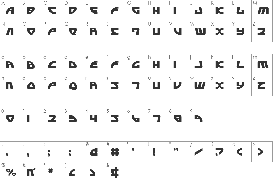 Officer Domenic font character map preview